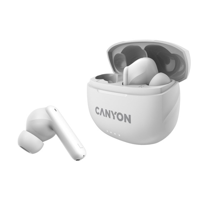 Наушники Canyon TWS-8, вакуумные, микрофон, шумоподавление, BT 5.3, 40/470 мАч, IP33, белые - фото 51381285