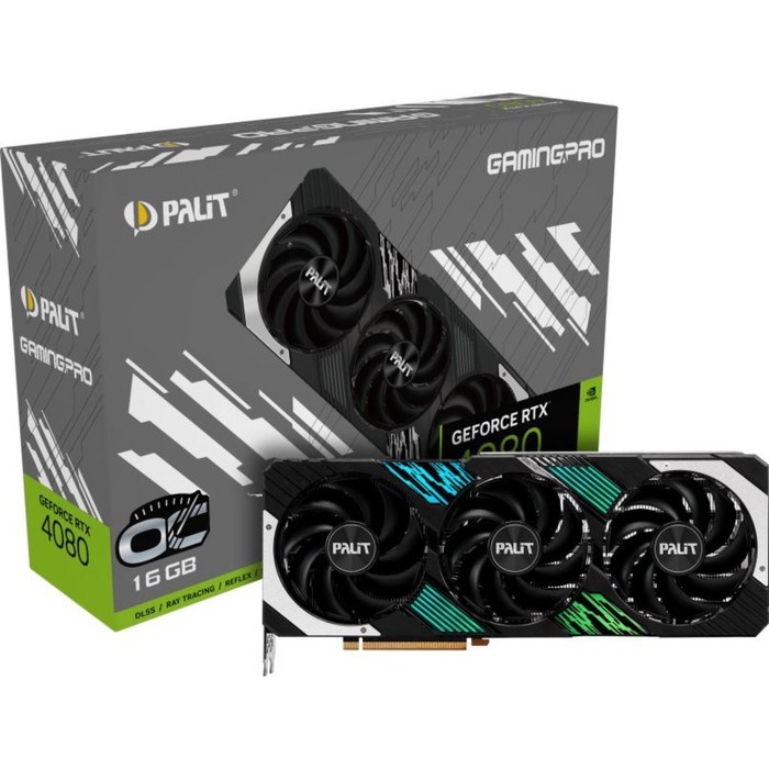 Видеокарта Palit PA-RTX4080 GAMINGPRO OC, GeForce RTX 4080 16 Гб, GDDR6X, HDMI, DP - фото 51381321