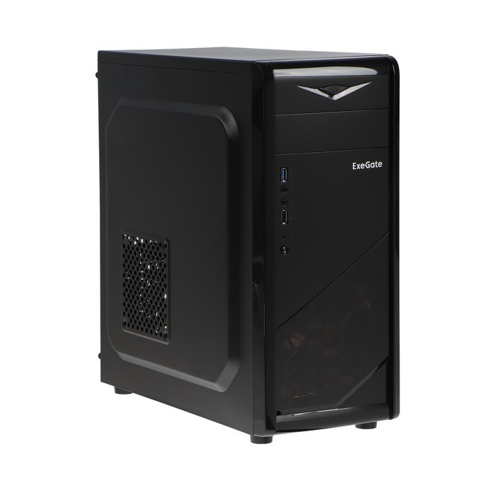 Корпус ExeGate Miditower EVO-8205, без БП,ATX,1хUSB2.0, 1хUSB3.0,чёрный с голубой подсветкой - фото 51381372