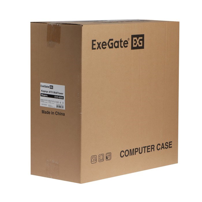 Корпус ExeGate Miditower EVO-8205, без БП,ATX,1хUSB2.0, 1хUSB3.0,чёрный с голубой подсветкой - фото 51381378