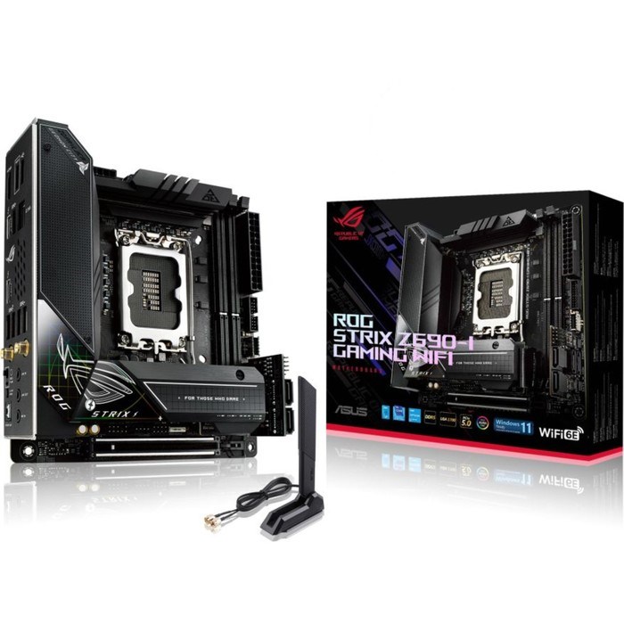 Материнская плата Asus ROG STRIX Z690-I GAMING WIFI, LGA1700, Z690, 2хDDR5, HDMI, mini-ITX - фото 51381573