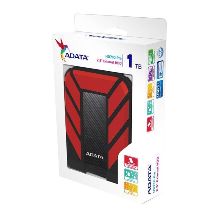 Внешний жесткий диск A-Data AHD710P-1TU31-CRD HD710Pro, 1 Тб, USB 3.0, 2.5", красный - фото 51382640