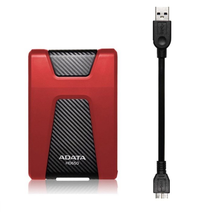 Внешний жесткий диск A-Data AHD650-1TU31-CRD HD650, 1 Тб, USB 3.0, 2.5", красный - фото 51382642