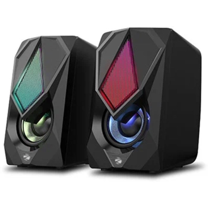 Компьютерные колонки 2.0 ZEBRONICS WARRIORII, 2х5 Вт, USB, подсветка, чёрные - фото 51382739