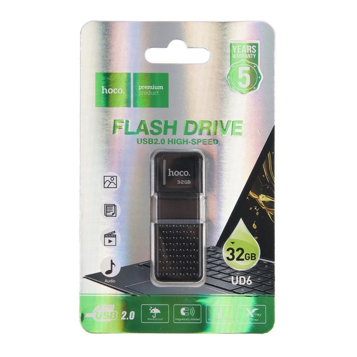 Флешка Hoco UD6 Intelligent, 32 Гб, USB2.0, чт до 30 Мб/с, зап до 10 Мб/с, чёрная - фото 51382949