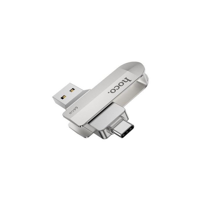 Флешка OTG Hoco UD10 Wise, 64 Гб, USB3.0, USB/Type-C, чт до 120 Мб/с, зап до 30 Мб/с, металл - фото 51382979