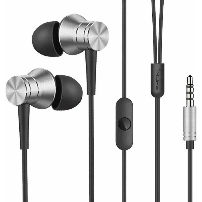 Наушники 1MORE Piston Fit In-Ear Headphones E1009, вакуумные, проводные, 1.25 м, серебристые - фото 51383254