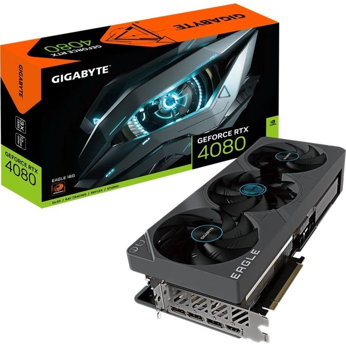 Видеокарта Gigabyte GV-N4080EAGLE -16GD, RTX 4080 16 Гб, GDDR6Х, HDMI, DP - фото 51383418