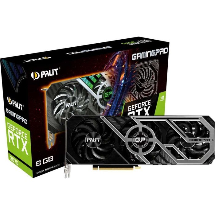 Видеокарта Palit PA-RTX3070 GAMINGPRO 8G, RTX 3070 8 Гб, GDDR6, HDMI, DP - фото 51383425