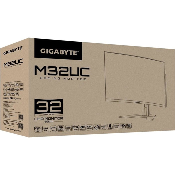 Монитор Gigabyte M32UC, 31.5", VA, 3840x2160, 144Гц, 5 мс, HDMI, DP, чёрный - фото 51383736