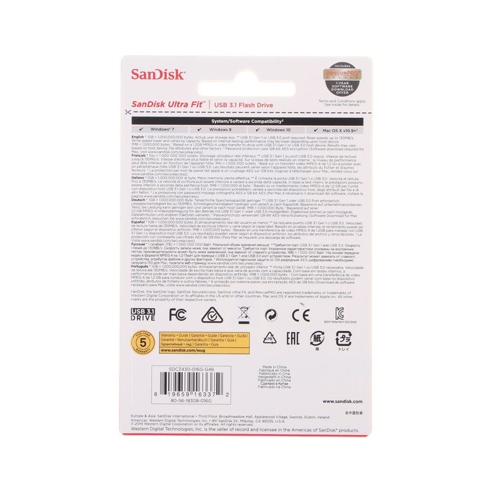 Флешка SanDisk Ultra Fit, 16 Гб, USB 3.1, чт до 130 Мб/с, зап до 40 Мб/с, черная - фото 51383978 Флешка SanDisk Ultra Fit, 16 Гб, USB 3.1, чт до 130 Мб/с, зап до 40 Мб/с, черная - фото 51383978