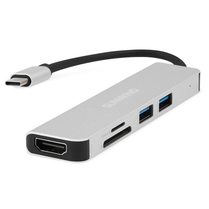 Док-станция SunWind SW-DS032, Type C/ USB 2.0/ USB 3.0/ HDMI/ SD/ Micro SD - фото 51384173