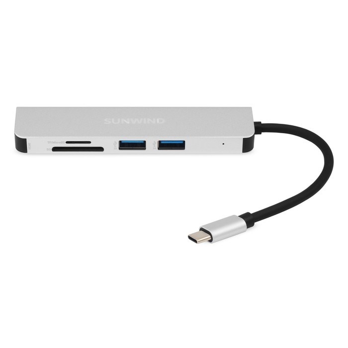 Док-станция SunWind SW-DS032, Type C/ USB 2.0/ USB 3.0/ HDMI/ SD/ Micro SD - фото 51384174