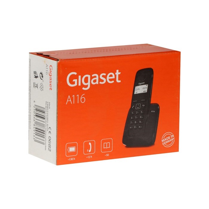 Радиотелефон DECT Gigaset A116, АОН, Caller ID, ускоренный набор, 50 номеров, ECO-режим - фото 51384292