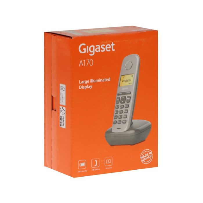 Радиотелефон DECT Gigaset A170, АОН, Caller ID, ускоренный набор, 50 номеров, ECO, серый - фото 51384296