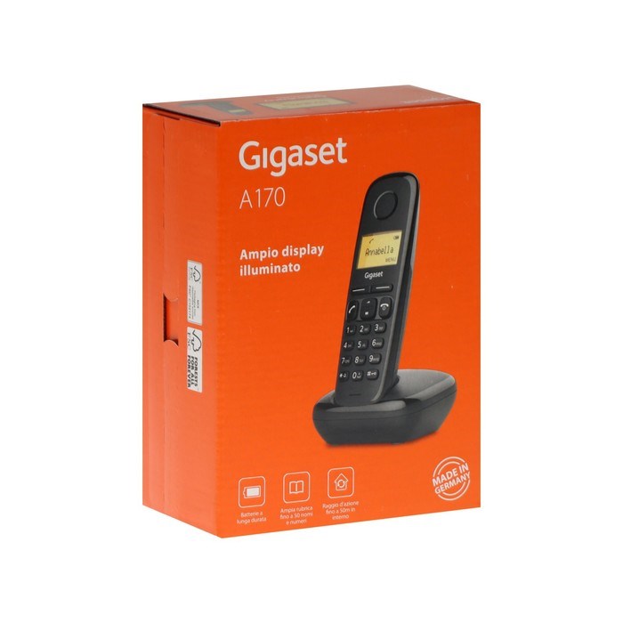 Радиотелефон DECT Gigaset A170, АОН, Caller ID, ускоренный набор, 50 номеров, ECO, черный - фото 51384300