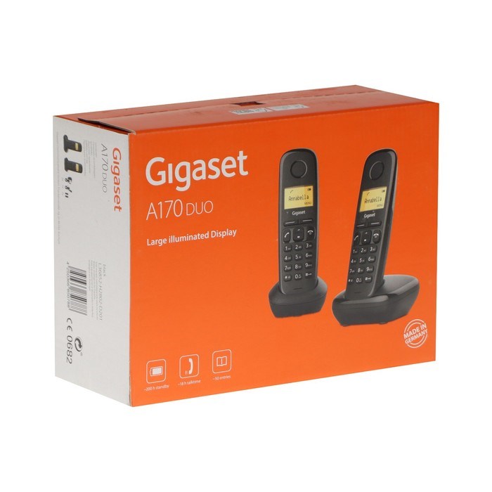 Радиотелефон DECT Gigaset A170 DUO, АОН, Caller ID, ускоренный набор, 50 номеров, 2 трубки - фото 51384304