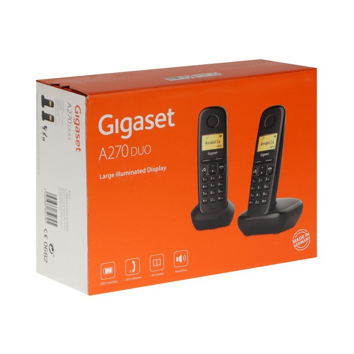 Радиотелефон DECT Gigaset A270 DUO, АОН, спикерфон, 80 контактов, подсветка кнопок, 2 трубки - фото 51384325