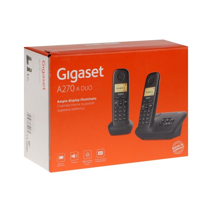 Радиотелефон DECT Gigaset A270А, АОН, спикерфон, 80 контактов, автоответчик, 2 трубки - фото 51384328