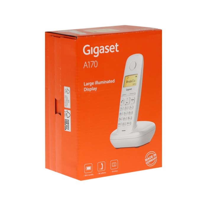 Радиотелефон DECT Gigaset A170, АОН, Caller ID, ускоренный набор, 50 номеров, ECO, белый - фото 51384332