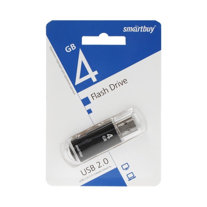 Флешка Smartbuy V-Cut, 4 Гб, USB 2.0, чт до 25 Мб/с, зап до 15 Мб/с, черная - фото 51384533 Флешка Smartbuy V-Cut, 4 Гб, USB 2.0, чт до 25 Мб/с, зап до 15 Мб/с, черная - фото 51384533