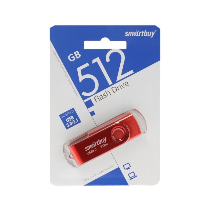 Флешка Smartbuy Twist, 512 Гб, USB 3.1, чт до 70 Мб/с, зап до 40 Мб/с, красная - фото 51384587 Флешка Smartbuy Twist, 512 Гб, USB 3.1, чт до 70 Мб/с, зап до 40 Мб/с, красная - фото 51384587