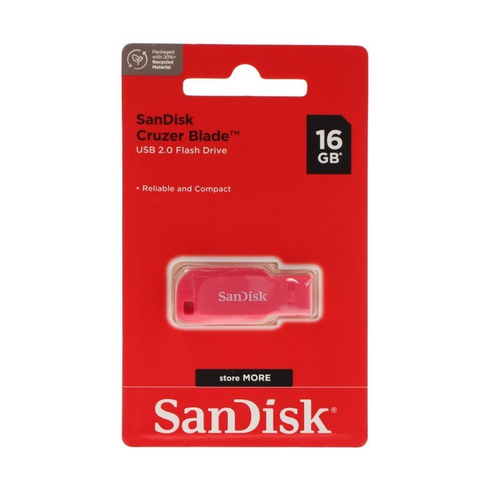 Флешка SanDisk Cruzer Blade, 16 Гб, USB 2.0, чт до 16 Мб/с, зап до 4 Мб/с, розовая - фото 51384626 Флешка SanDisk Cruzer Blade, 16 Гб, USB 2.0, чт до 16 Мб/с, зап до 4 Мб/с, розовая - фото 51384626