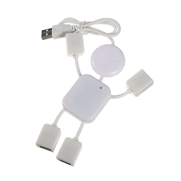 USB-разветвитель (HUB) LuazON SSV-011, 4 порта, USB 2.0, кабель 0.4 м, белый - фото 51385696