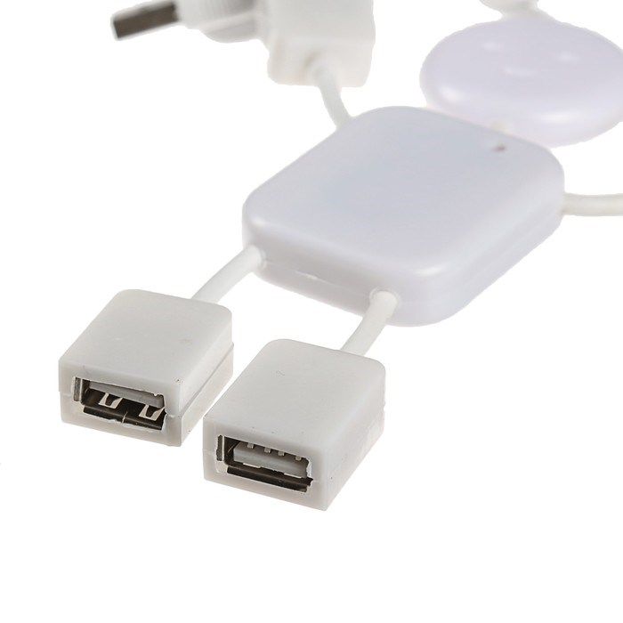 USB-разветвитель (HUB) LuazON SSV-011, 4 порта, USB 2.0, кабель 0.4 м, белый - фото 51385697