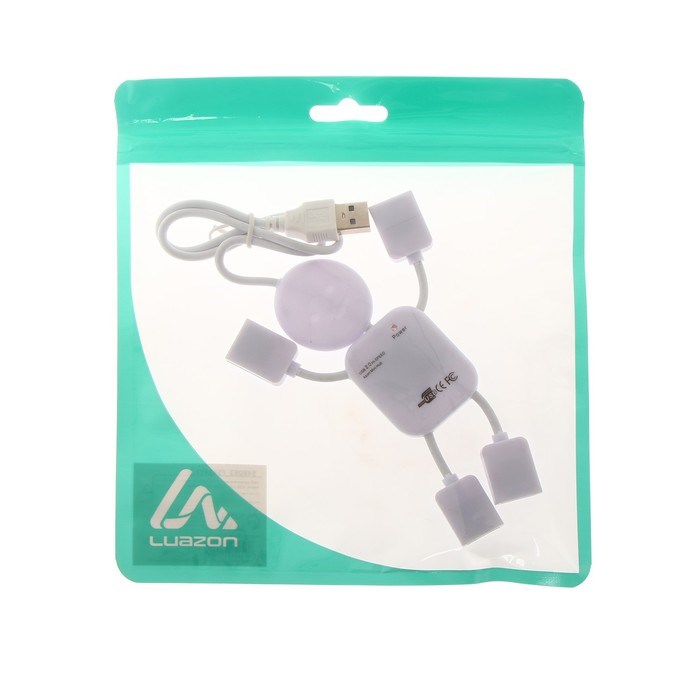 USB-разветвитель (HUB) LuazON SSV-011, 4 порта, USB 2.0, кабель 0.4 м, белый - фото 51385698