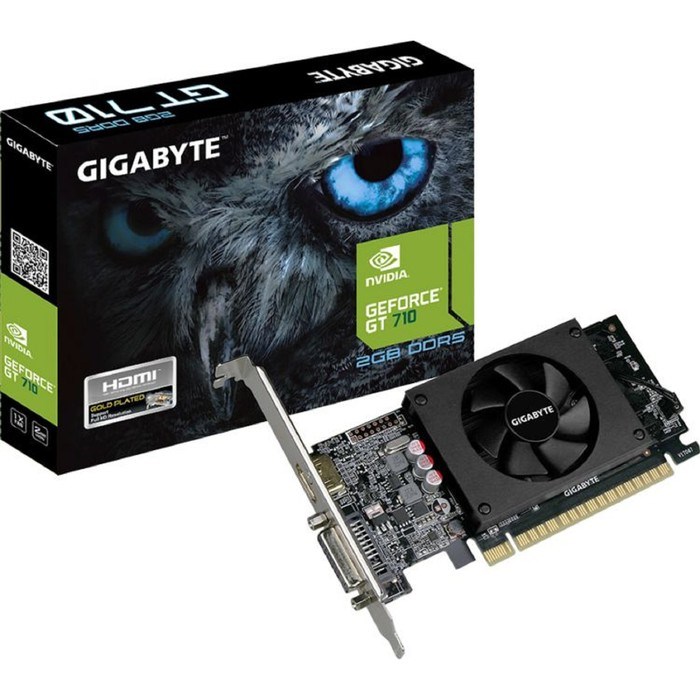 Видеокарта Gigabyte nVidia GeForce GT 710, 2Гб, 64bit, GDDR5, DVI, HDMI, CRT, HDCP - фото 51385787