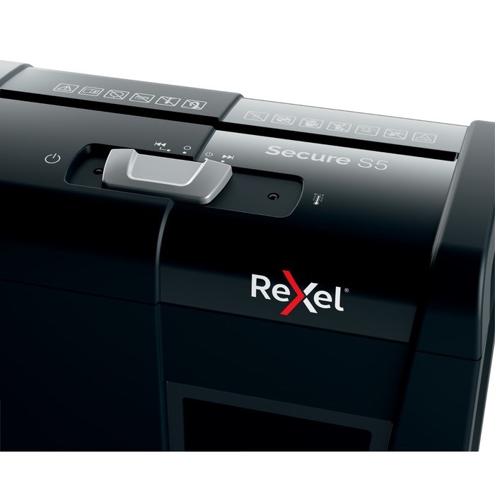 Шредер Rexel Secure S5 EU, ленты 6мм, 5 листов, скрепки, скобы - фото 51385923