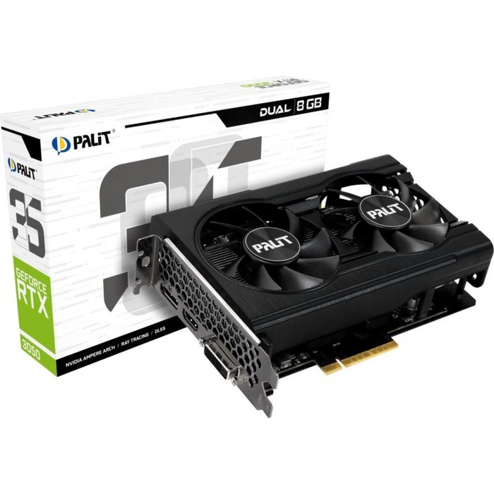 Видеокарта Palit PA-RTX3050 DUAL, RTX 3050 8 Гб, GDDR6, HDMI, DP - фото 51386032