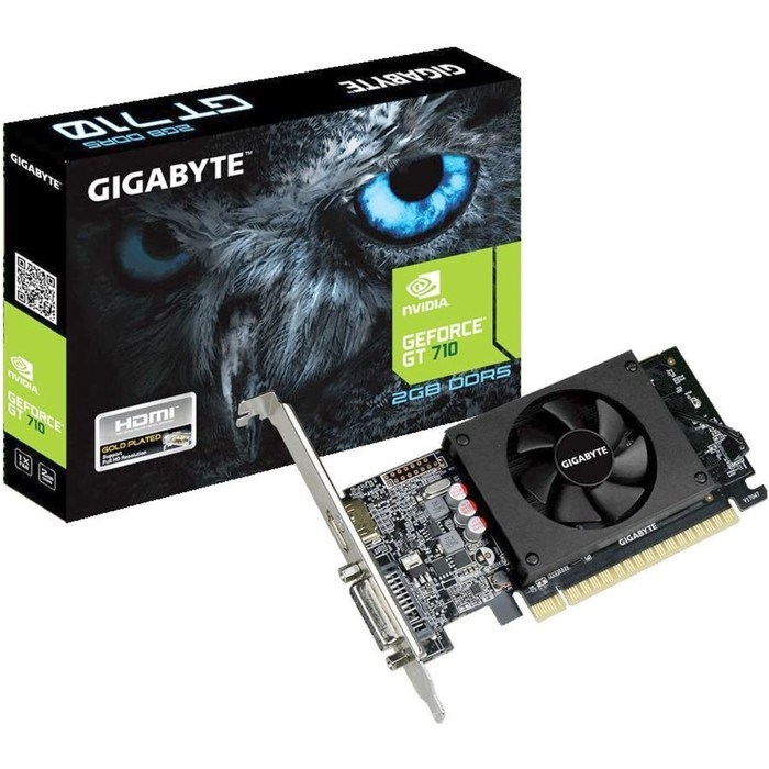 Видеокарта Gigabyte GeForce GT 710 (GV-N710D5-2GL) 2G,64bit,GDDR5,954/5010 - фото 51386218