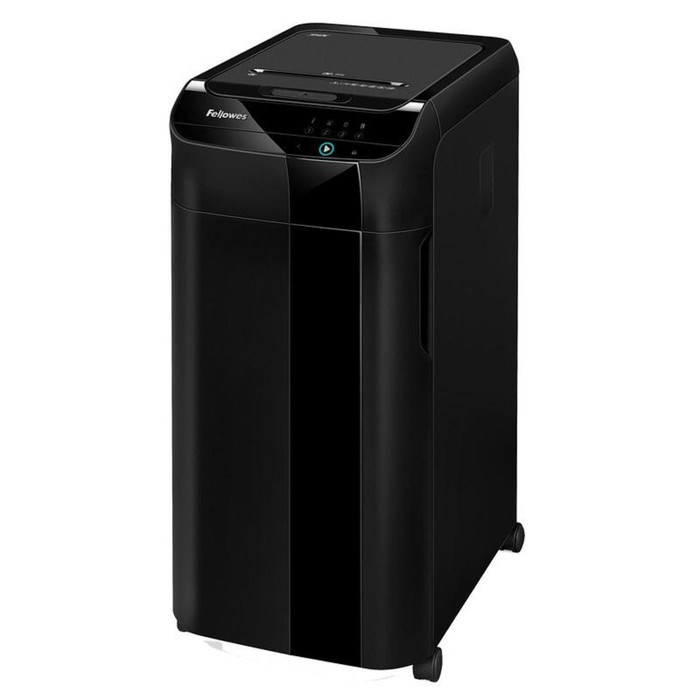 Шредер Fellowes AutoMax 350C (P-4), фрагменты 4x38мм, 350 листов одн, скобы,пл.карты,CD, 68л - фото 51386270