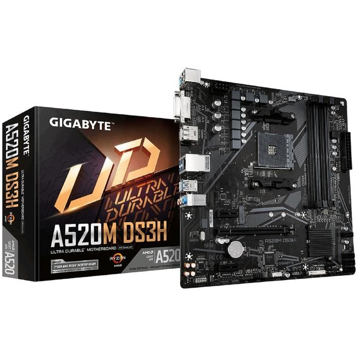 Материнская плата Gigabyte A520M DS3H, AM4, A520, 4xDDR4, DVI, HDMI, DP, mATX - фото 51386294