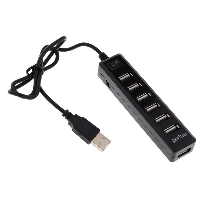 Разветвитель USB (Hub) Perfeo H034, 7 портов, USB 2.0, чёрный - фото 51386334