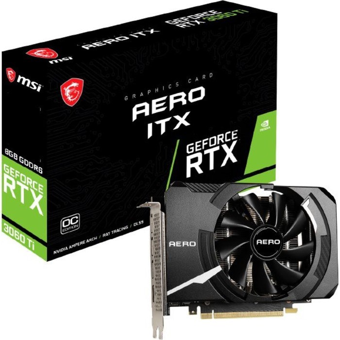 Видеокарта MSI RTX 3060 Ti AERO ITX 8G OC LHR, GeForce RTX 3060Ti, 8Gb, GDDR6, HDMI, DP - фото 51386365