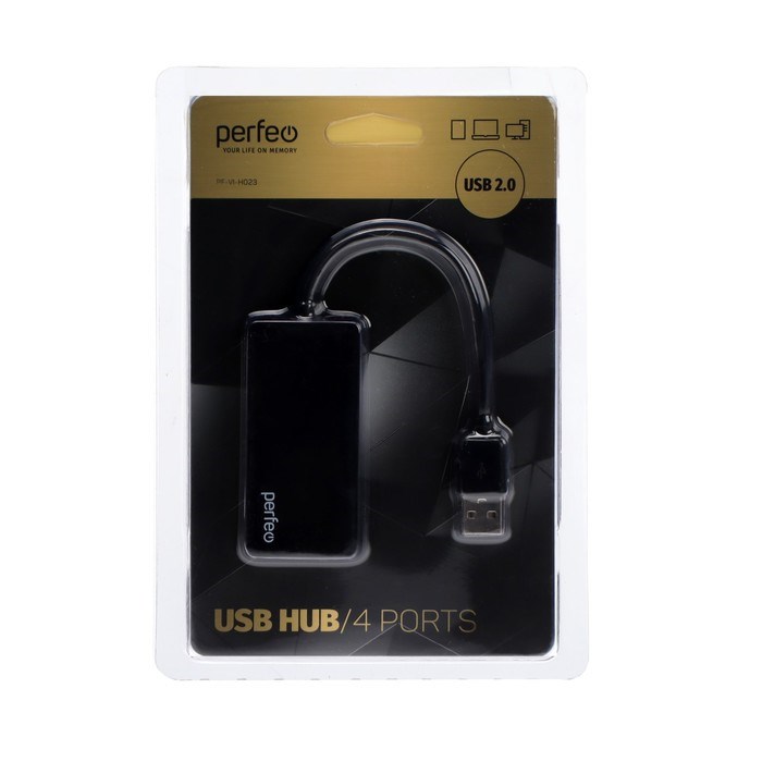 Разветвитель USB (Hub) Perfeo PF-VI-H023 Black, 4 порта, USB 2.0, черный - фото 51386453