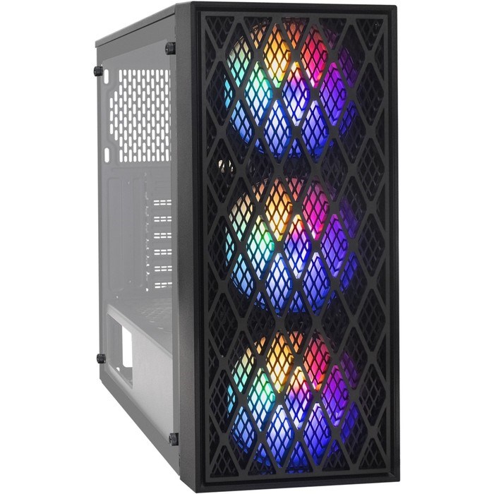 Корпус ExeGate Miditower EVO-8243, без БП, ATX, 2хUSB 2.0, 1хUSB 3.0, подсветка, чёрный - фото 51386465