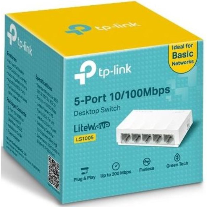 Коммутатор TP-Link LS1005, неуправляемый, 5x10/100BASE-TХ - фото 51386494