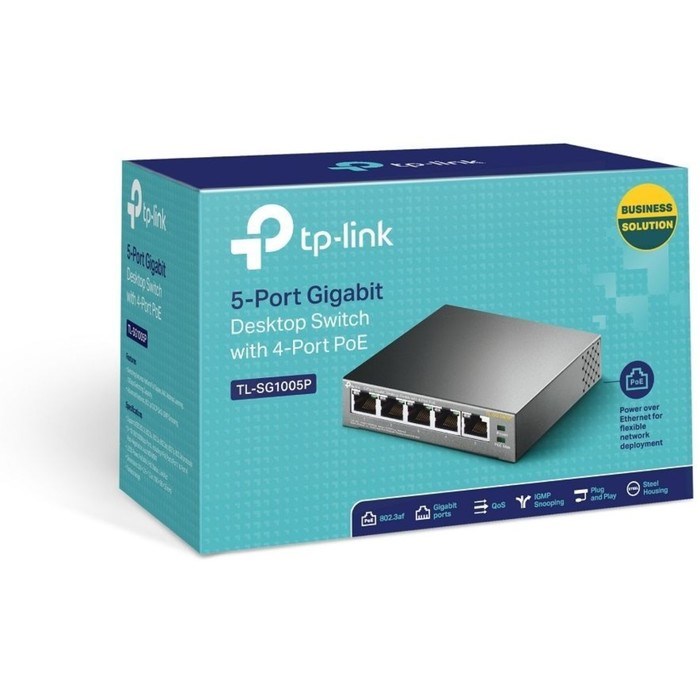 Коммутатор TP-Link TL-SG1005P, неуправляемый, 5х10/100/1000BASE-T - фото 51386518