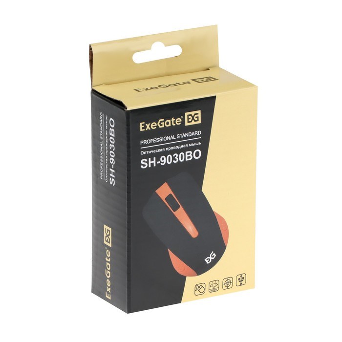 Мышь ExeGate Professional Standard SH-9030BO, проводная, оптическая, 1200 dpi, USB, чёрная - фото 51386558