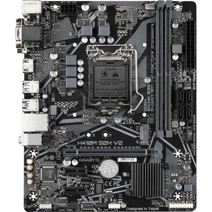 Материнская плата Gigabyte H410M S2H V2, LGA1200, H470, 2хDDR4, VGA, HDMI, DVI, mATX - фото 51386594