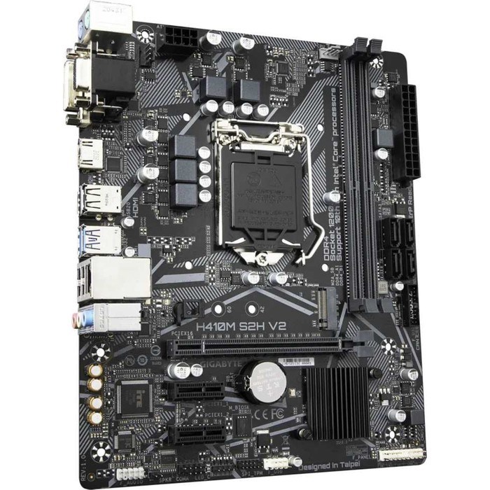 Материнская плата Gigabyte H410M S2H V2, LGA1200, H470, 2хDDR4, VGA, HDMI, DVI, mATX - фото 51386596