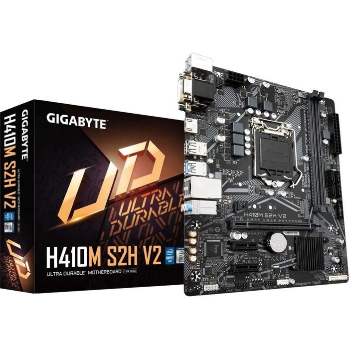 Материнская плата Gigabyte H410M S2H V2, LGA1200, H470, 2хDDR4, VGA, HDMI, DVI, mATX - фото 51386598