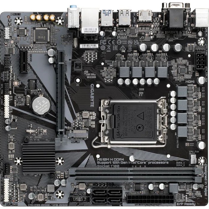 Материнская плата Gigabyte H610M H, LGA1700, H610, 2хDDR4, HDMI, VGA, mATX - фото 51386603