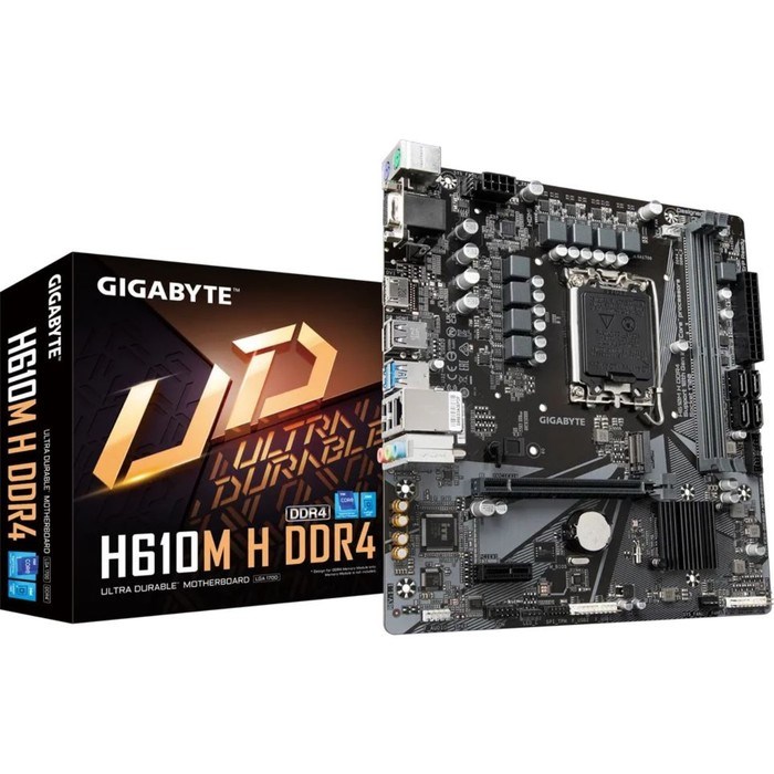 Материнская плата Gigabyte H610M H, LGA1700, H610, 2хDDR4, HDMI, VGA, mATX - фото 51386607