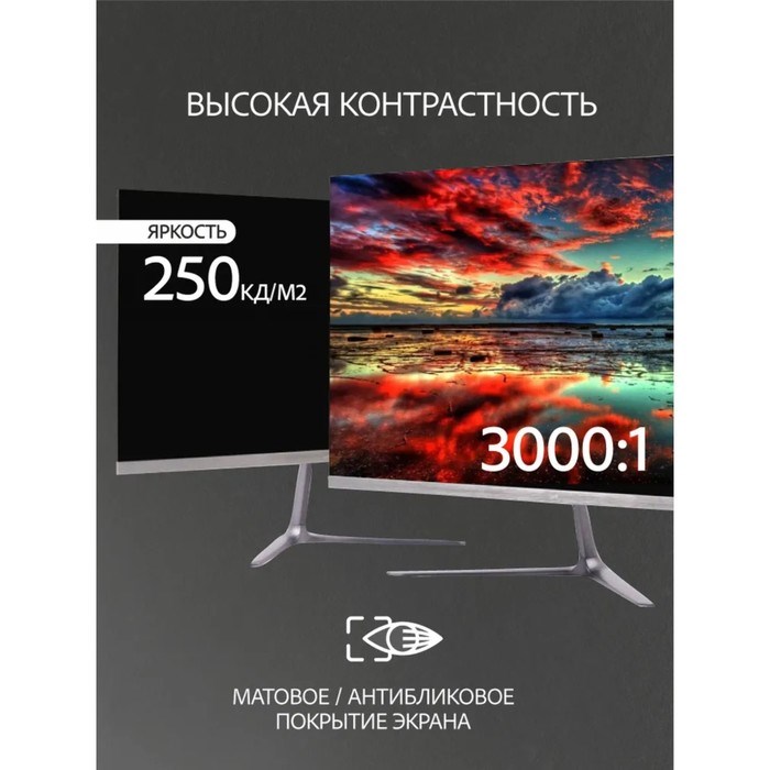 Монитор Leff 24FV100, 24", VA, 1920x1080, 75Гц, 7мс, D-Sub, HDMI, DP, чёрный - фото 51386715