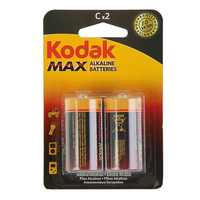 Батарейка алкалиновая Kodak Max, C, LR14-2BL, 1.5В, блистер, 2 шт. - фото 51386739